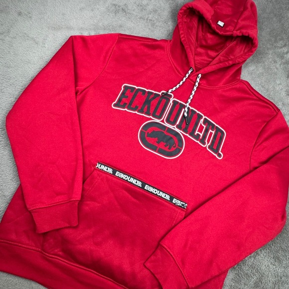 Ecko Unltd. Other - Ecko Unltd Hoodie Mens XL Red Excellent Graphic Logo Tech Fleece Pullover